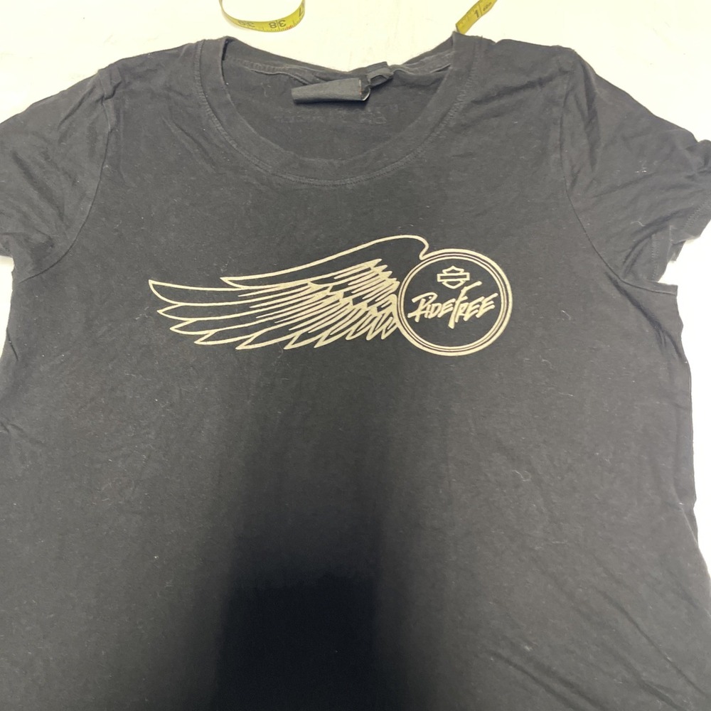 Harley Davidson Women Tshirt Size Large Ride Free Black - Picture 2 of 10